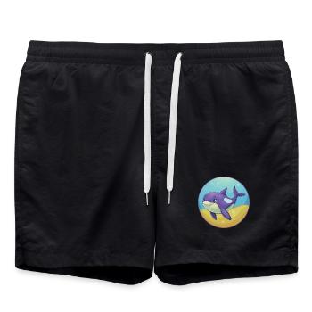 Orca Cute Kawaii Cartoon Clipart Animal Pet - Swim Trunks - black - Front - AI Model Male 185 light (185cm)