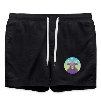 Bulle Niedlich Kawaii Cartoon Clipart Tier Haustier - Badeshorts - Schwarz - Vorne - AI Model Male 185 light (185cm)