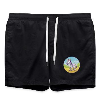 Zebra Niedlich Kawaii Cartoon Clipart Tier Haustier - Badeshorts - Schwarz - Vorne - AI Model Male 185 light (185cm)