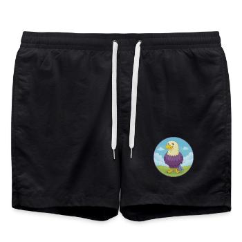 Eagle Cute Kawaii Cartoon Clipart Animal Pet - Swim Trunks - black - Front - AI Model Male 185 light (185cm)