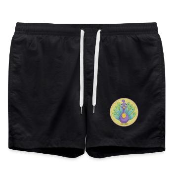 Peacock Cute Kawaii Cartoon Clipart Animal Pet - Swim Trunks - black - Front - AI Model Male 185 light (185cm)