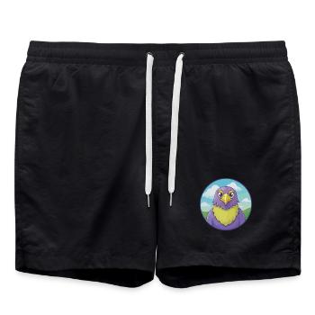 faucon mignon kawaii dessin animé clipart animal de compagnie - Short de bain - noir - Devant - AI Model Male 185 light (185cm)