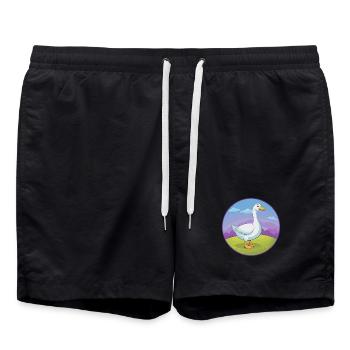 Oie mignon Kawaii dessin animé Clipart Animal de compagnie - Short de bain - noir - Devant - AI Model Male 185 light (185cm)