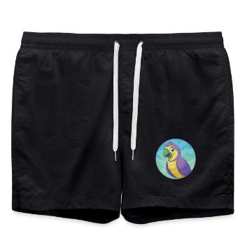 Papagei Niedliche Kawaii Cartoon Clipart Tier Haustier - Badeshorts - Schwarz - Vorne - AI Model Male 185 light (185cm)