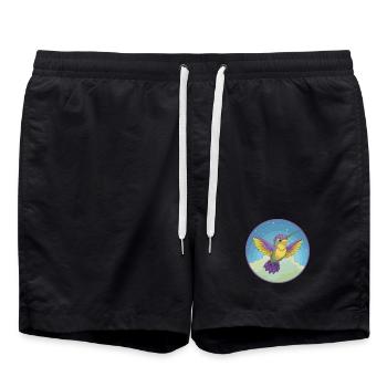 Hummingbird Cute Kawaii Cartoon Clipart Animal Pet - Swim Trunks - black - Front - AI Model Male 185 light (185cm)