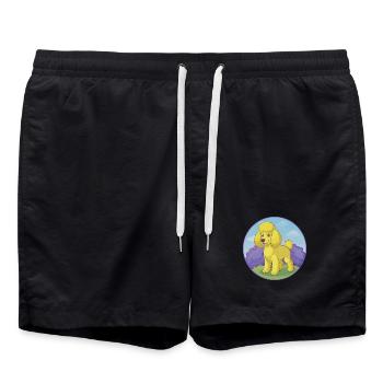 Caniche Chien Mignon Kawaii Dessin animé Clipart Animal Animal de compagnie - Short de bain - noir - Devant - AI Model Male 185 light (185cm)