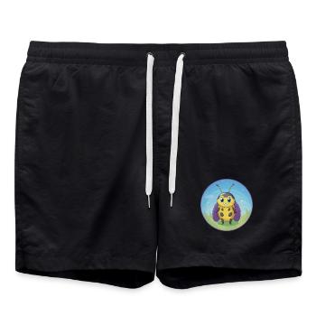 Ladybug Cute Kawaii Cartoon Clipart Animal Pet - Swim Trunks - black - Front - AI Model Male 185 light (185cm)