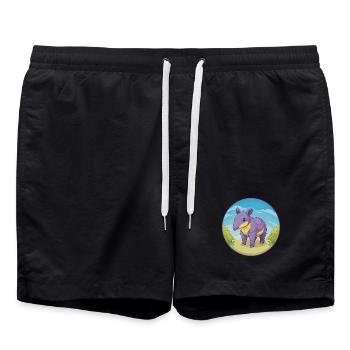 Tapir Niedliche Kawaii Cartoon Clipart Tier Haustier - Badeshorts - Schwarz - Vorne - AI Model Male 185 light (185cm)