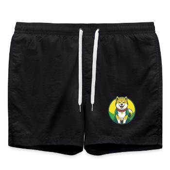 Akita Hund Niedlich Kawaii Cartoon Clipart Haustier Tier - Badeshorts - Schwarz - Vorne - AI Model Male 185 light (185cm)