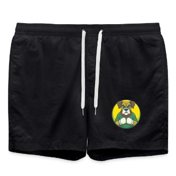 Boxer Hund Niedlich Kawaii Cartoon Clipart Haustier Tier - Badeshorts - Schwarz - Vorne - AI Model Male 185 light (185cm)