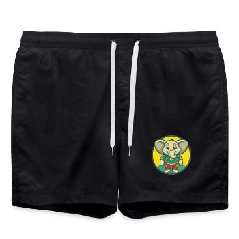 Elephant Cute Kawaii Cartoon Clipart Pet Animal - Swim Trunks - black - Front - AI Model Male 185 light (185cm)