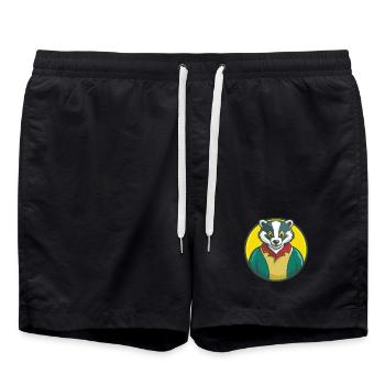 Badger Cute Kawaii Cartoon Clipart Pet Animal - Swim Trunks - black - Front - AI Model Male 185 light (185cm)