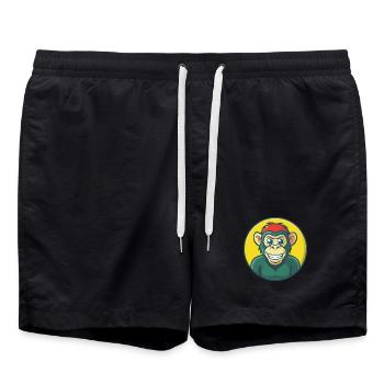 Bonobo Cute Kawaii Cartoon Clipart Pet Animal - Swim Trunks - black - Front - AI Model Male 185 light (185cm)