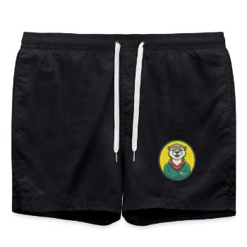 Otter Cute Kawaii Cartoon Clipart Pet Animal - Swim Trunks - black - Front - AI Model Male 185 light (185cm)
