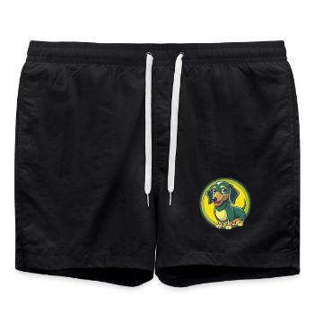 Teckel chien mignon Kawaii dessin animé Clipart Animal - Short de bain - noir - Devant - AI Model Male 185 light (185cm)