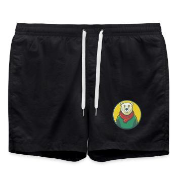 ours polaire mignon kawaii dessin animé clipart animal de compagnie - Short de bain - noir - Devant - AI Model Male 185 light (185cm)