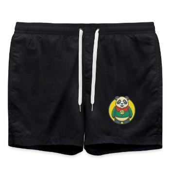 Panda Cute Kawaii Cartoon Clipart Pet Animal - Swim Trunks - black - Front - AI Model Male 185 light (185cm)