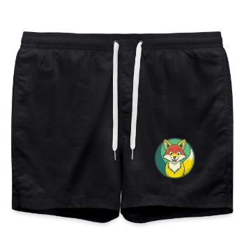 Fuchs süße Kawaii Cartoon Clipart Haustier Tier - Badeshorts - Schwarz - Vorne - AI Model Male 185 light (185cm)