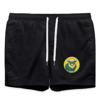 Yak Mignon Kawaii Dessin animé Clipart Animal de compagnie - Short de bain - noir - Devant - AI Model Male 185 light (185cm)