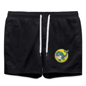 Whale Cute Kawaii Cartoon Clipart Pet Animal - Swim Trunks - black - Front - AI Model Male 185 light (185cm)