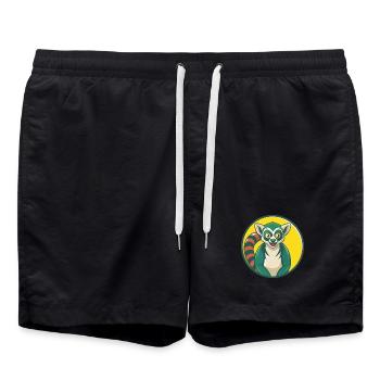 Lemur Cute Kawaii Cartoon Clipart Pet Animal - Swim Trunks - black - Front - AI Model Male 185 light (185cm)