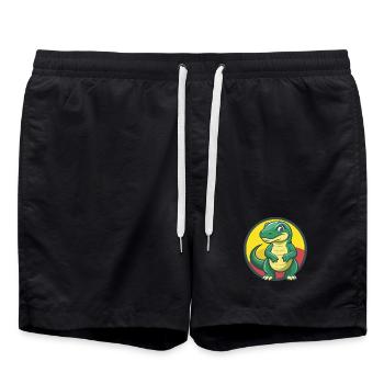 Komodowaran niedliche Kawaii Cartoon Clipart Tier - Badeshorts - Schwarz - Vorne - AI Model Male 185 light (185cm)