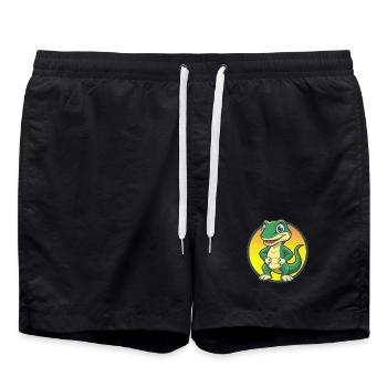 Eidechse Niedliche Kawaii Cartoon Clipart Haustier Tier - Badeshorts - Schwarz - Vorne - AI Model Male 185 light (185cm)