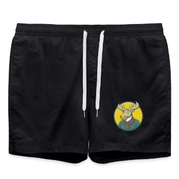 orignal mignon Kawaii dessin animé Clipart animal de compagnie - Short de bain - noir - Devant - AI Model Male 185 light (185cm)