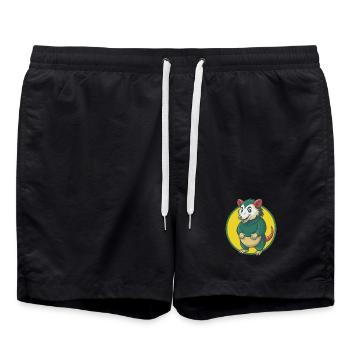 Possum Cute Kawaii Cartoon Clipart Pet Animal - Swim Trunks - black - Front - AI Model Male 185 light (185cm)