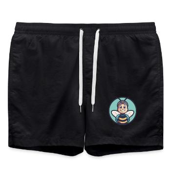 Biene Kawaii Cartoon Figur Tier Haustier Gesicht - Badeshorts - Schwarz - Vorne - AI Model Male 185 light (185cm)