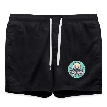 Octopus Kawaii Cartoon Character Animal Pet Face - Swim Trunks - black - Front - AI Model Male 185 light (185cm)