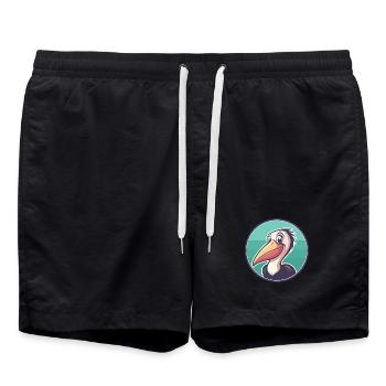 Pelican Kawaii Cartoon Character Animal Pet Face - Swim Trunks - black - Front - AI Model Male 185 light (185cm)
