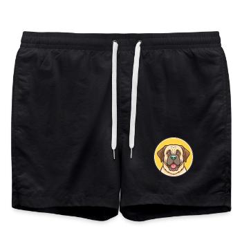 Alpine Mastiff Dog Breed Cartoon Kawaii Clipart - Swim Trunks - black - Front - AI Model Male 185 light (185cm)