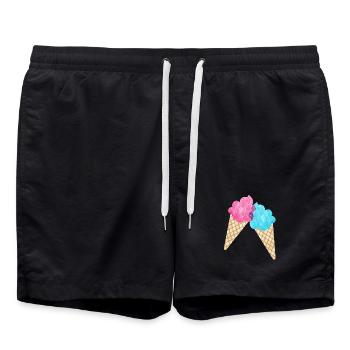 Eis Paar Duo Sommer Eisdiele cool Sommer zwei Fan - Badeshorts - Schwarz - Vorne - AI Model Male 185 light (185cm)