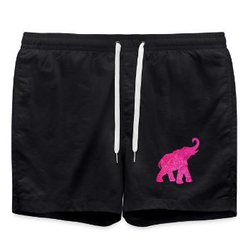 Yoga Pink Elephant Meditation Energy Mandala Decoration - Swim Trunks - black - Front - AI Model Male 185 light (185cm)