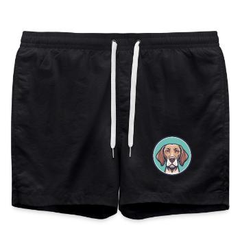 Belgische Pointer Hund Rasse Cartoon Kawaii Clipart - Badeshorts - Schwarz - Vorne - AI Model Male 185 light (185cm)