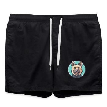 Cairn Terrier Hund Rasse Cartoon Kawaii Clipart Haustier - Badeshorts - Schwarz - Vorne - AI Model Male 185 light (185cm)
