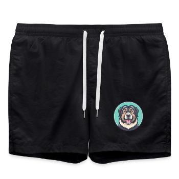 Caucasien Ovcharka Chien Race Dessin Animé Kawaii - Short de bain - noir - Devant - AI Model Male 185 light (185cm)