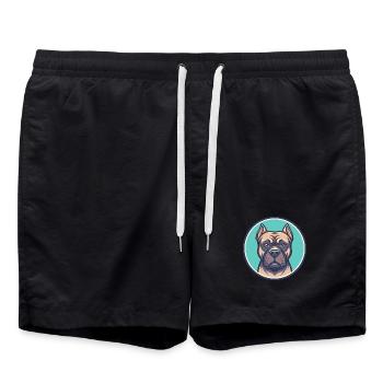 Cane Corso Dog Breed Cartoon Kawaii Clipart Animal - Swim Trunks - black - Front - AI Model Male 185 light (185cm)