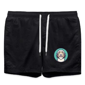chien de berger catalan chien race dessin animé Kawaii Clipart - Short de bain - noir - Devant - AI Model Male 185 light (185cm)