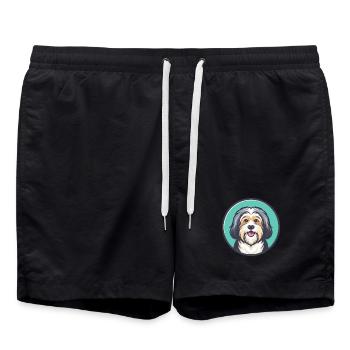 Race de chien havanais Dessin animé coloré Kawaii Clipart - Short de bain - noir - Devant - AI Model Male 185 light (185cm)