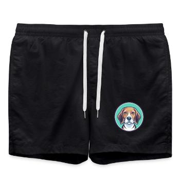 Kerry Beagle Hunderasse Cartoon Kawaii Clipart Haustier - Badeshorts - Schwarz - Vorne - AI Model Male 185 light (185cm)