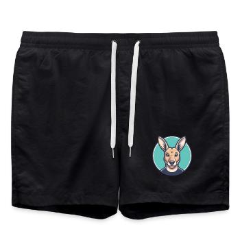 Kangourou Chien Race Dessin animé Kawaii Clipart - Short de bain - noir - Devant - AI Model Male 185 light (185cm)