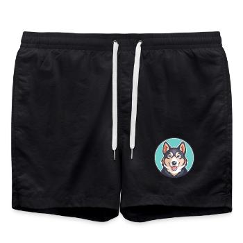 Karelo Finlandais Laïka Chien Race Dessin Animé Kawaii Pet - Short de bain - noir - Devant - AI Model Male 185 light (185cm)