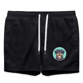 Rottweiler chien race dessin animé Kawaii Clipart Animal - Short de bain - noir - Devant - AI Model Male 185 light (185cm)