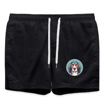 Vanjari Hound Chien Race Dessin animé Kawaii Clipart Animal de compagnie - Short de bain - noir - Devant - AI Model Male 185 light (185cm)
