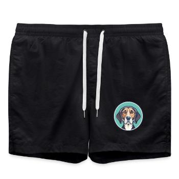 St Hubert Jura Hound Dog Breed Cartoon Kawaii Pet - Swim Trunks - black - Front - AI Model Male 185 light (185cm)