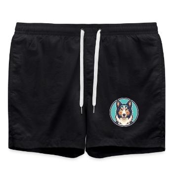 Stephens Stock Hund Rasse Cartoon Kawaii Clipart - Badeshorts - Schwarz - Vorne - AI Model Male 185 light (185cm)