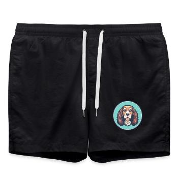 Sussex Spaniel Hunderasse Cartoon Kawaii Clipart - Badeshorts - Schwarz - Vorne - AI Model Male 185 light (185cm)