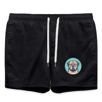 Terceira Mastiff Chien Race Dessin animé Kawaii Clipart - Short de bain - noir - Devant - AI Model Male 185 light (185cm)